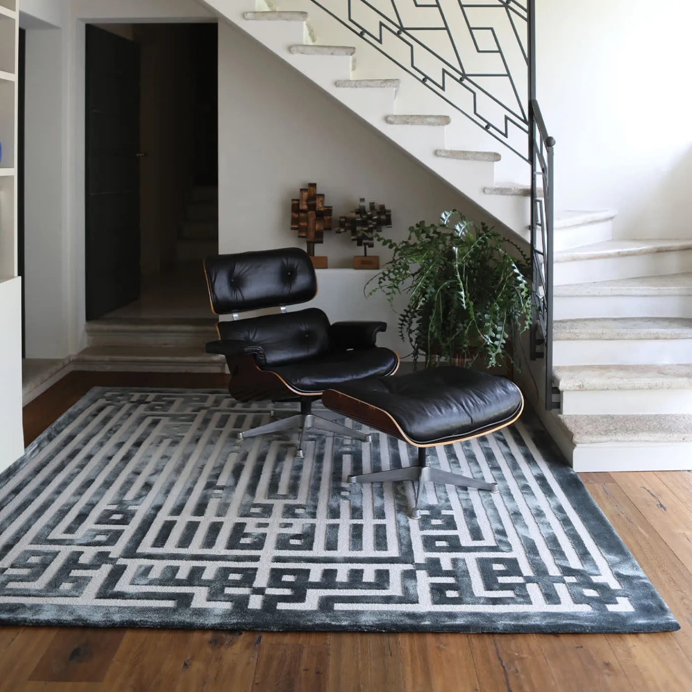 Carpet Edition Tappeto Labirinto in lana della Nuova Zelanda e tencel grigio di Ken Scott> Tappeti E Moquette