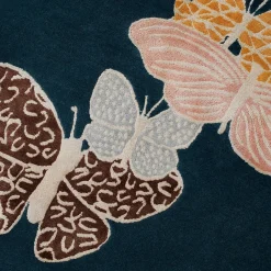 Sergio Mannino Studio Tappeto rotondo in lana e seta fatto a mano Spirit In The Night Sky Butterfly Blue><noscript><img width=