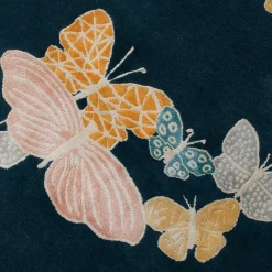 Sergio Mannino Studio Tappeto rotondo in lana e seta fatto a mano Spirit In The Night Sky Butterfly Blue><noscript><img width=