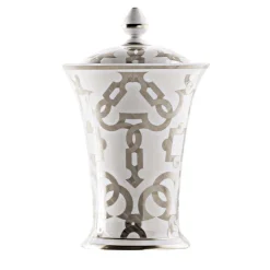 Le Porcellane Tarsia Bianco e Platino Potiche> Vasi Con Coperchio