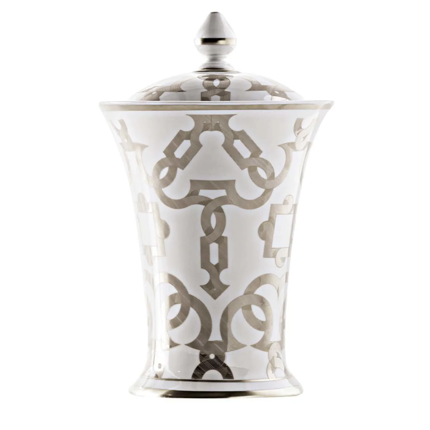 Le Porcellane Tarsia Bianco e Platino Potiche> Vasi Con Coperchio