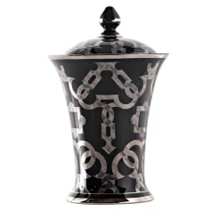 Le Porcellane Tarsia Nero e Platino Potiche> Vasi Con Coperchio