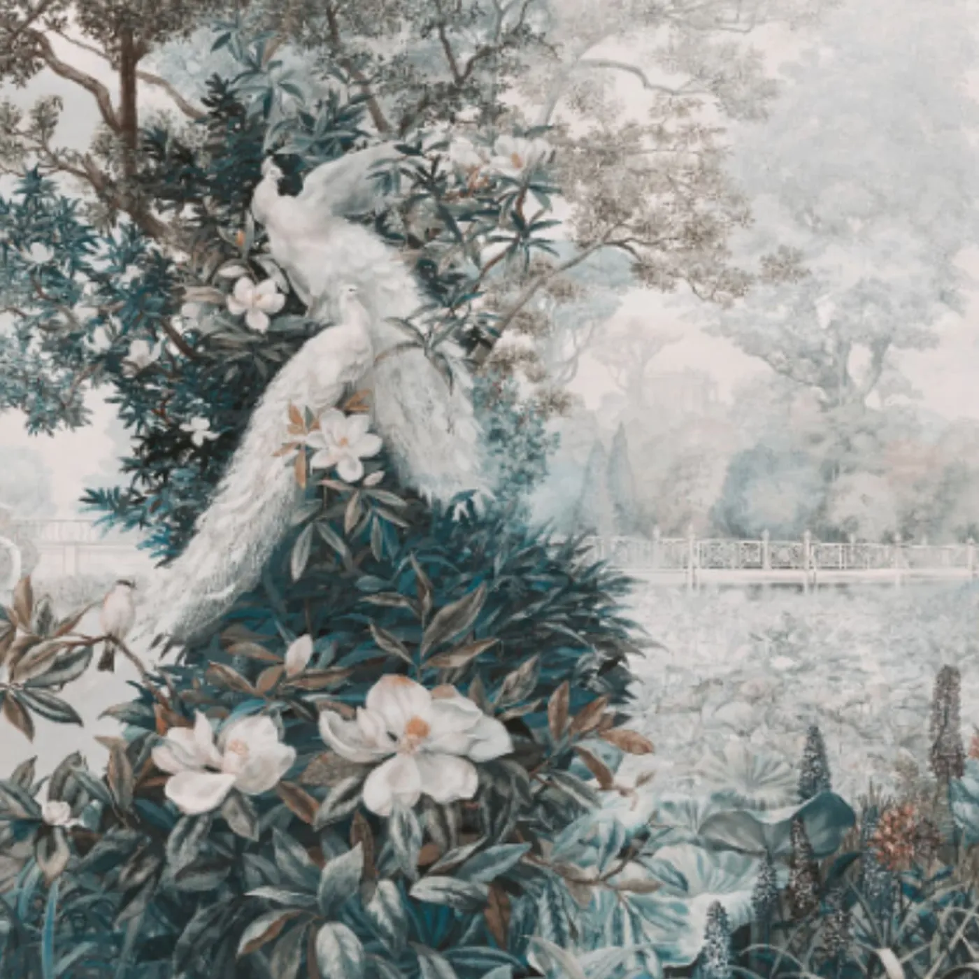 KOHRO Tessuto da rivestimento Blooming Time in cotone blu> Carte Da Parati