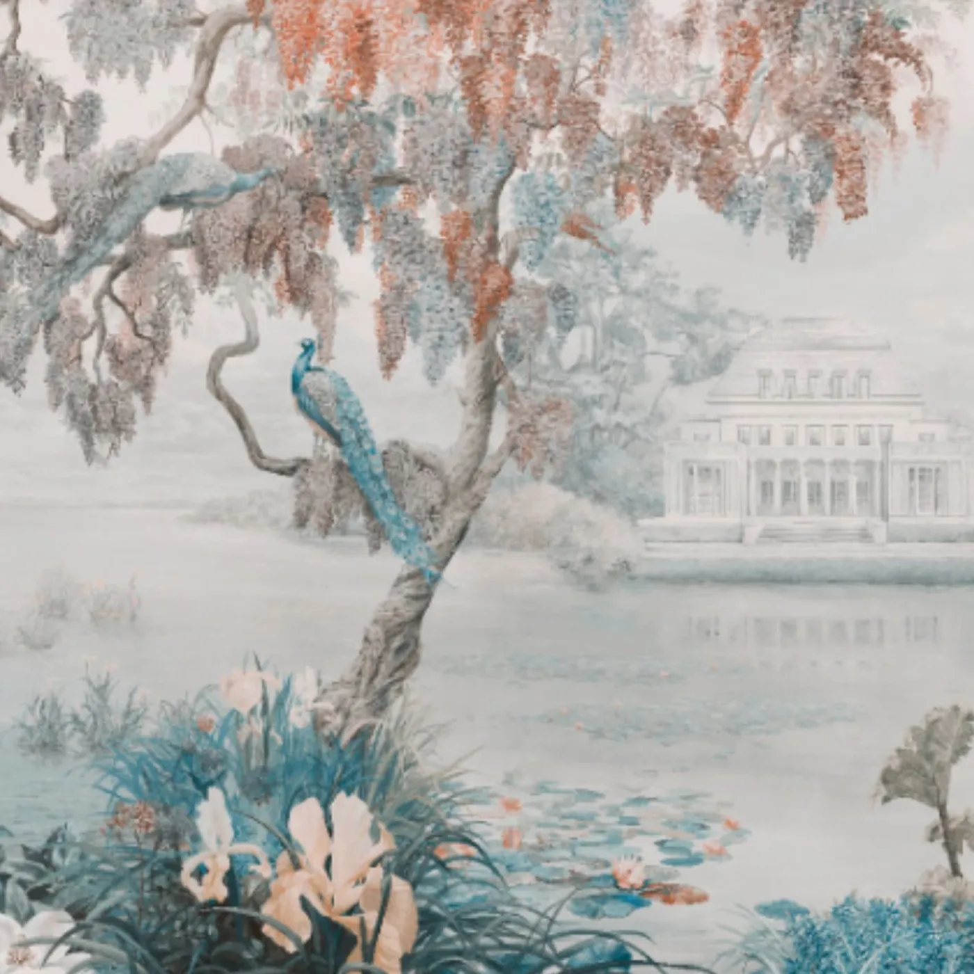 KOHRO Tessuto da rivestimento Blooming Time in cotone blu> Carte Da Parati