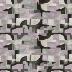 KOHRO Tessuto da rivestimento Arcosanti in lino e cotone viola e nero> Carte Da Parati