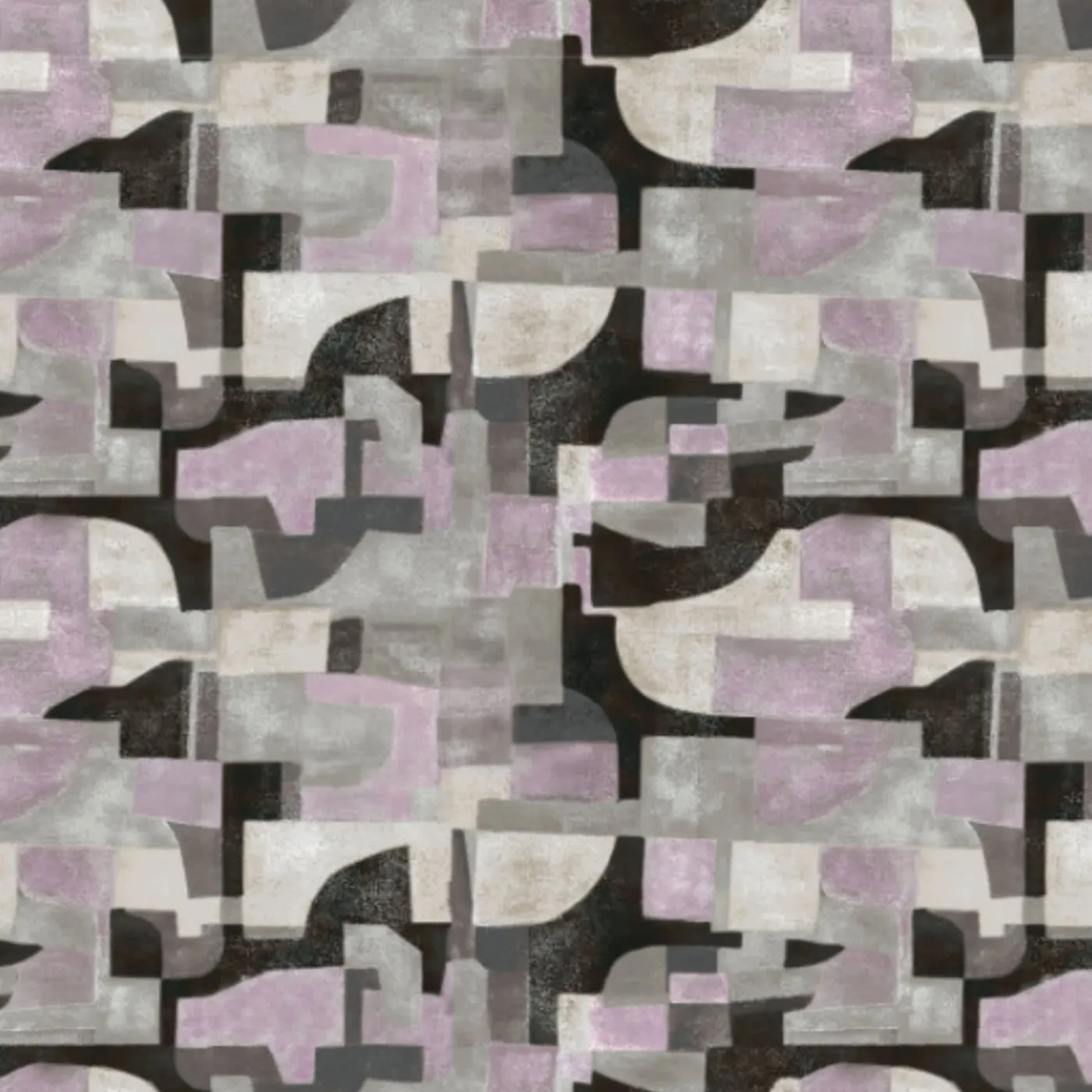 KOHRO Tessuto da rivestimento Arcosanti in lino e cotone viola e nero> Carte Da Parati