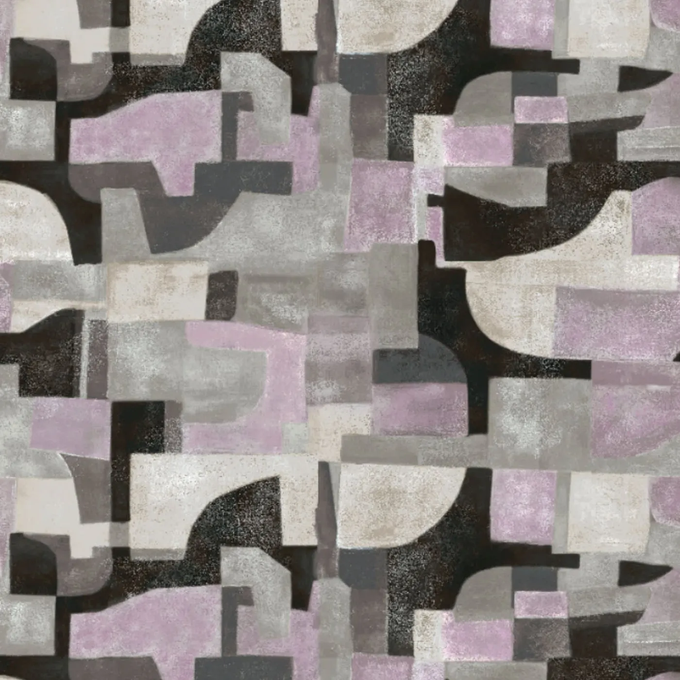 KOHRO Tessuto da rivestimento Arcosanti in lino e cotone viola e nero> Carte Da Parati