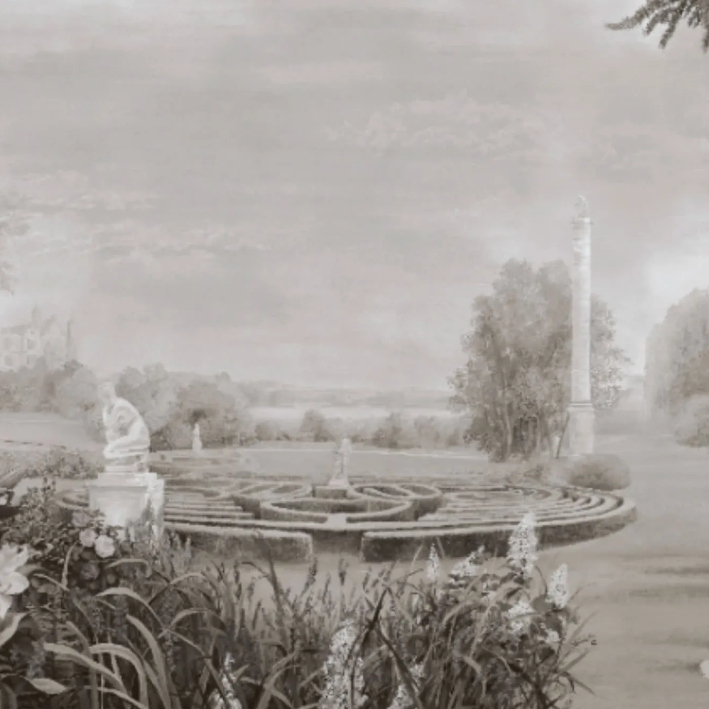 KOHRO Tessuto da rivestimento Blooming Time in cotone bianco, nero e grigio> Carte Da Parati