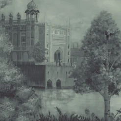 KOHRO Tessuto da rivestimento Darshan Panorama in poliestere blu> Carte Da Parati