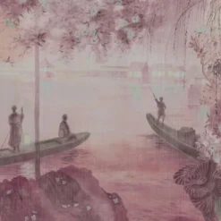 KOHRO Tessuto da rivestimento in cotone Nihon Moon rosso> Carte Da Parati