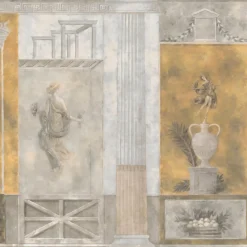 KOHRO Tessuto da rivestimento in cotone giallo Pompei> Carte Da Parati