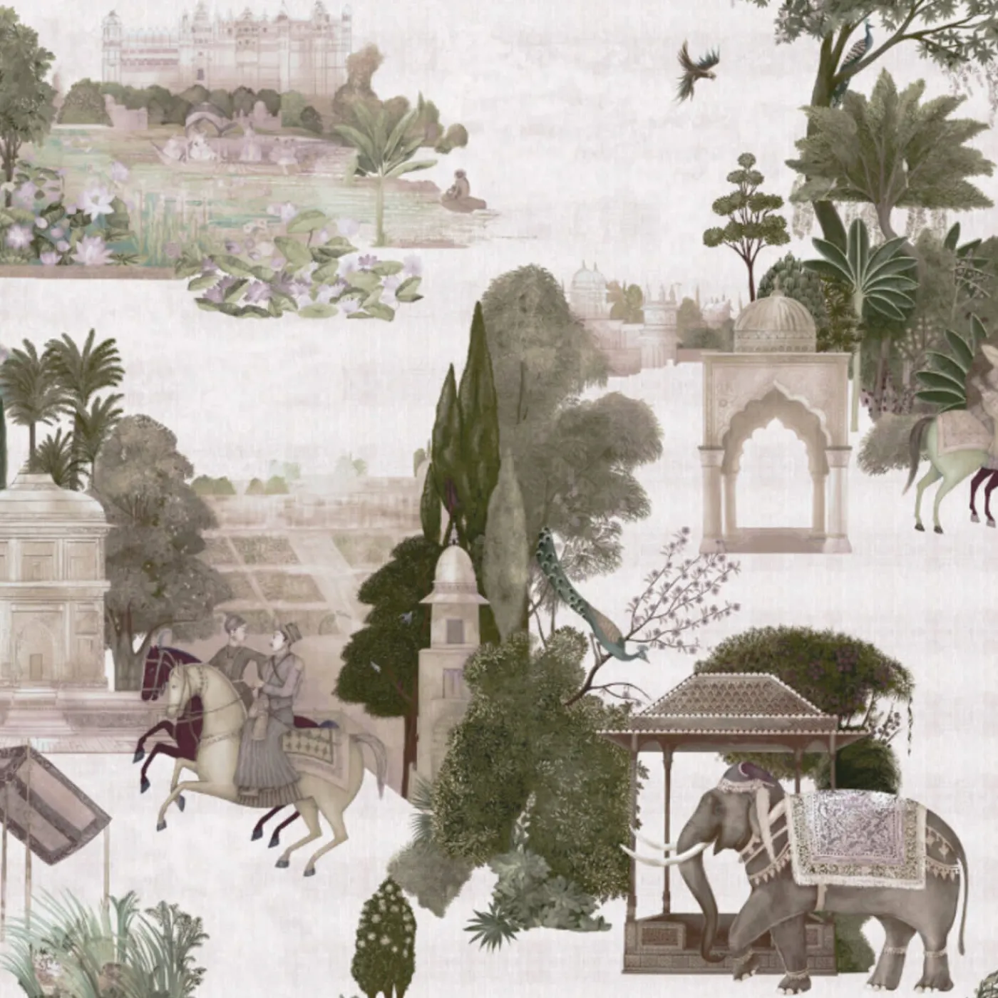 KOHRO Tessuto da rivestimento in cotone Rajasthan viola> Carte Da Parati