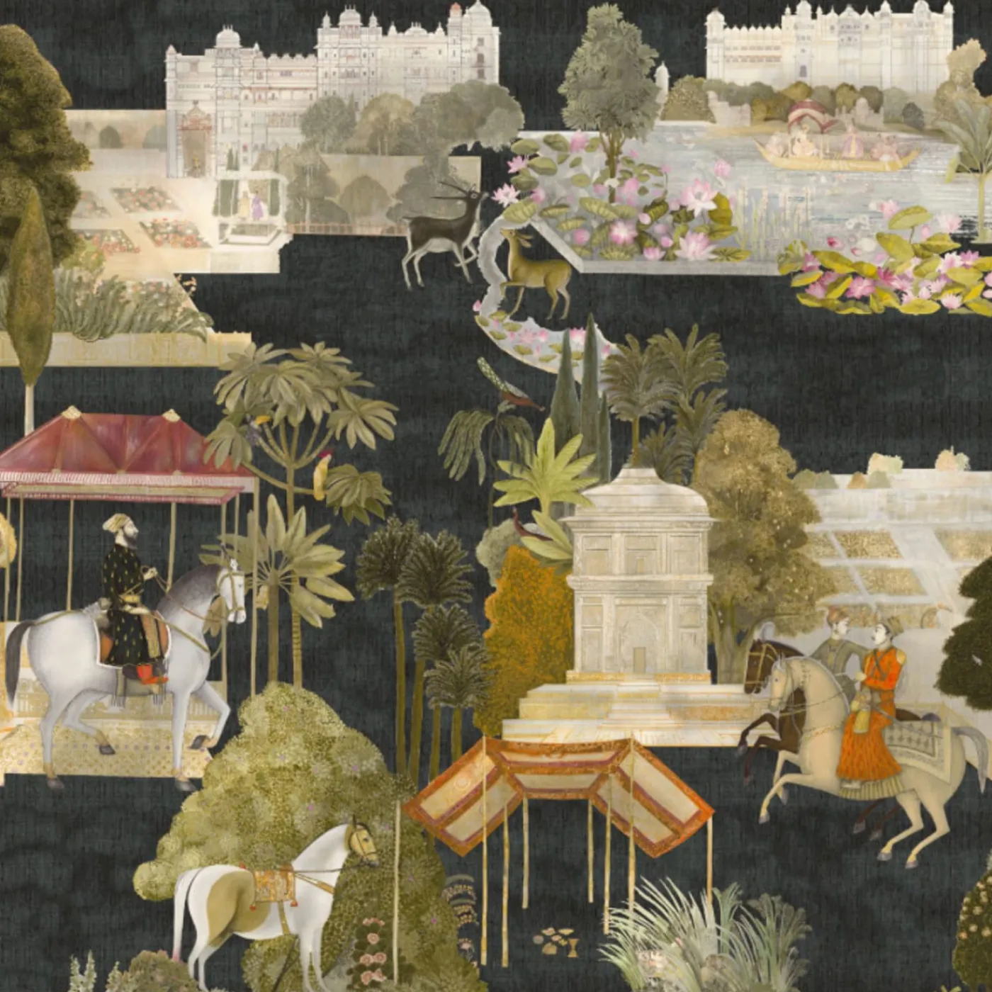 KOHRO Tessuto da rivestimento in cotone nero del Rajasthan> Carte Da Parati