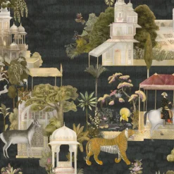 KOHRO Tessuto da rivestimento in cotone nero del Rajasthan><noscript><img width=