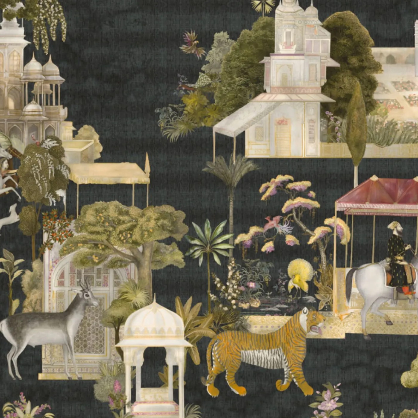 KOHRO Tessuto da rivestimento in cotone nero del Rajasthan> Carte Da Parati