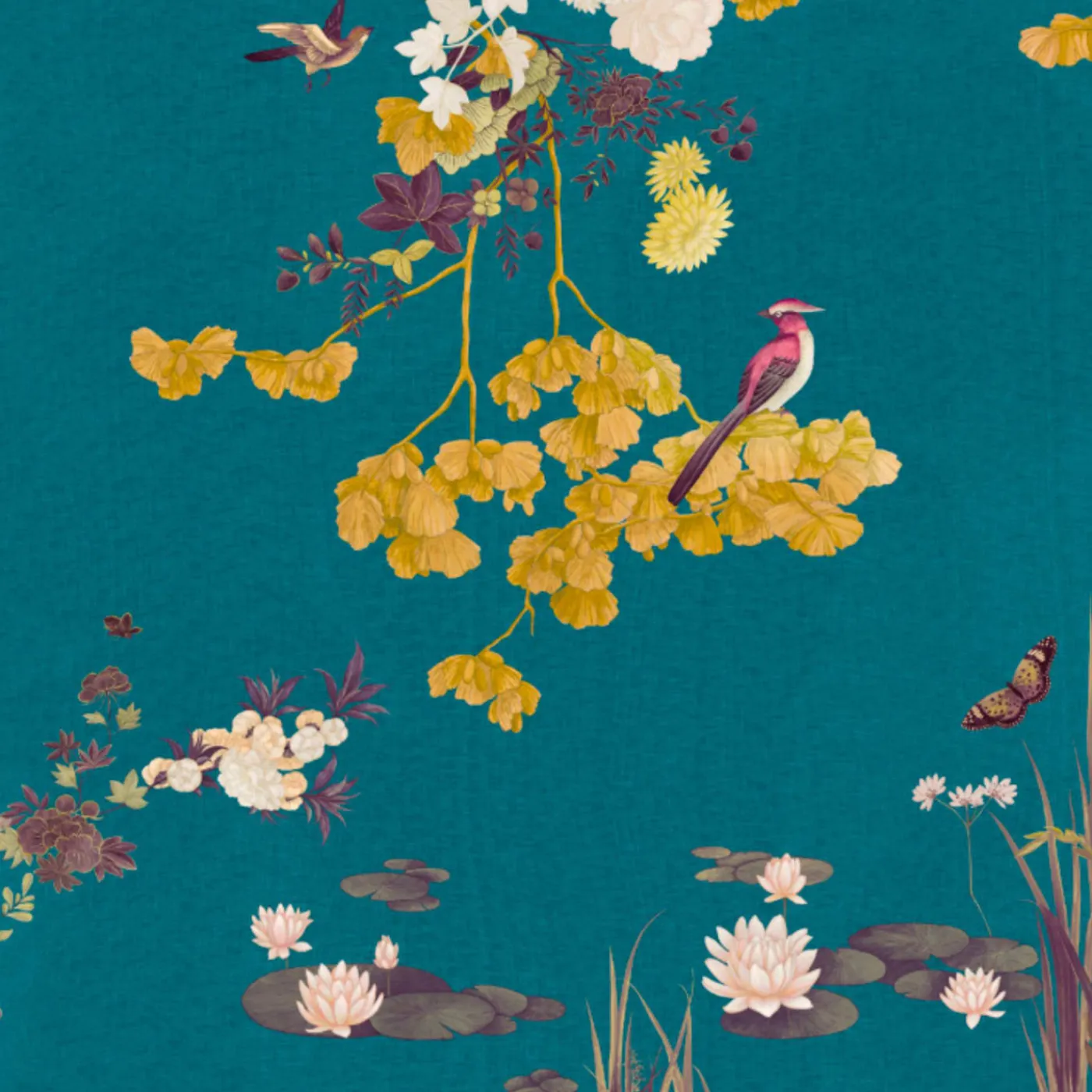 KOHRO Tessuto da rivestimento in poliestere blu, viola e giallo> Carte Da Parati