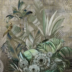 KOHRO Tessuto da rivestimento in poliestere Sarasvati verde e bronzo> Carte Da Parati