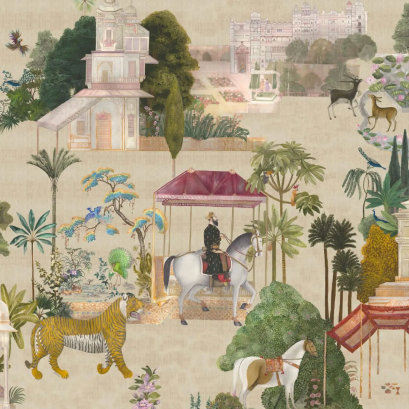 KOHRO Tessuto da rivestimento in cotone beige del Rajasthan> Carte Da Parati