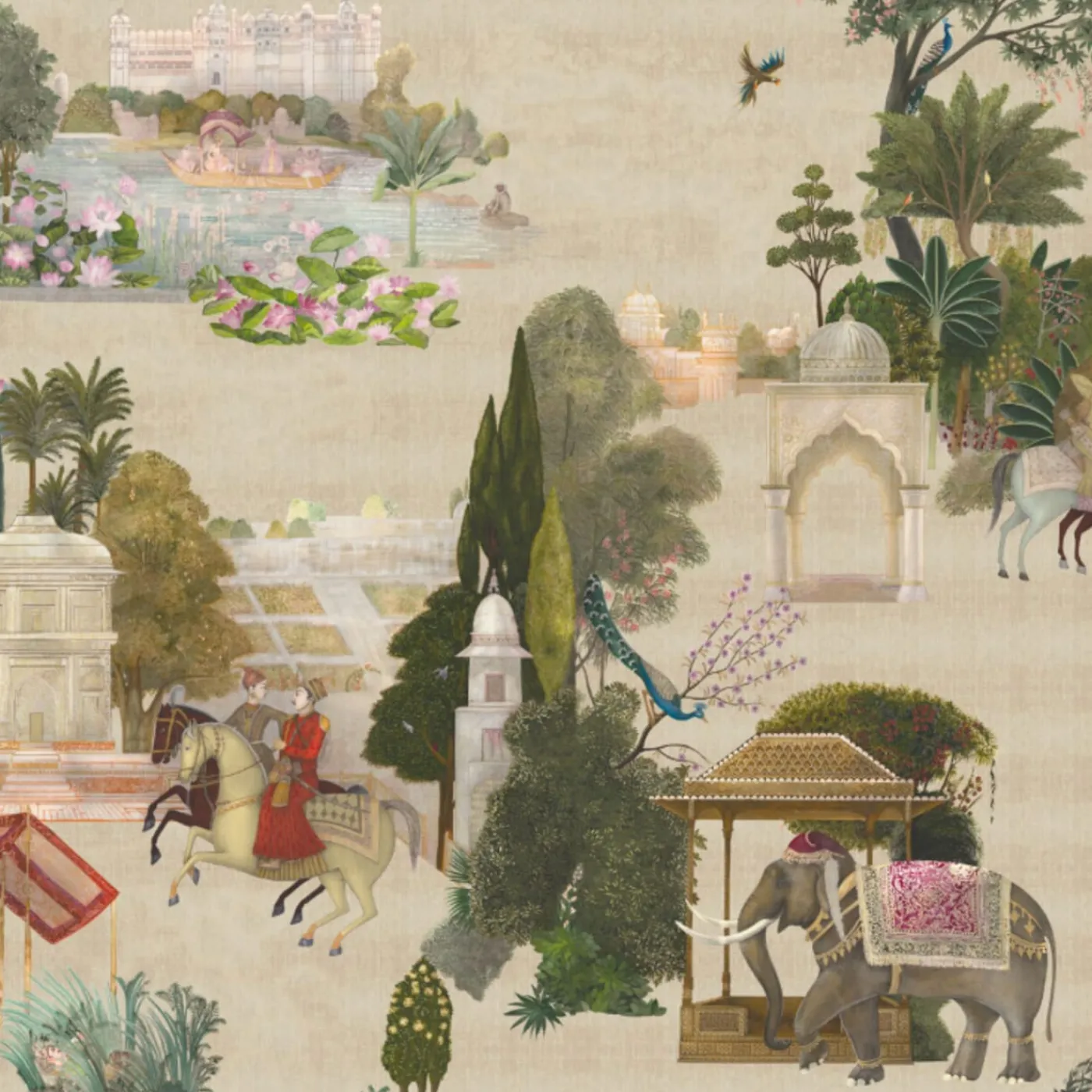 KOHRO Tessuto da rivestimento in cotone beige del Rajasthan> Carte Da Parati