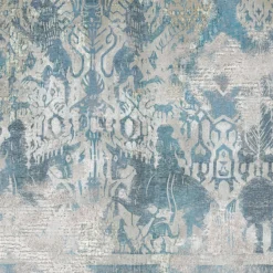 KOHRO Tessuto da rivestimento in cotone con arazzo azzurro> Carte Da Parati