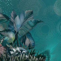 KOHRO Tessuto da rivestimento in poliestere Sarasvati verde e blu><noscript><img width=