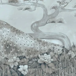 KOHRO Tessuto da rivestimento Palawan in cotone grigio> Carte Da Parati