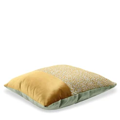 l'Opificio Tessuto jacquard a righe Carré con inserto e Cuscino in velluto di seta giallo> Cuscini