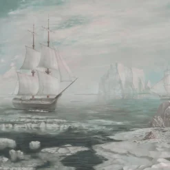 KOHRO Tessuto murale in cotone grigio e azzurro Arctic Passages> Carte Da Parati