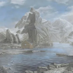 KOHRO Tessuto murale in cotone grigio e azzurro Arctic Passages><noscript><img width=