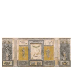 KOHRO Tessuto murale in cotone giallo grigio e beige Pompei> Carte Da Parati