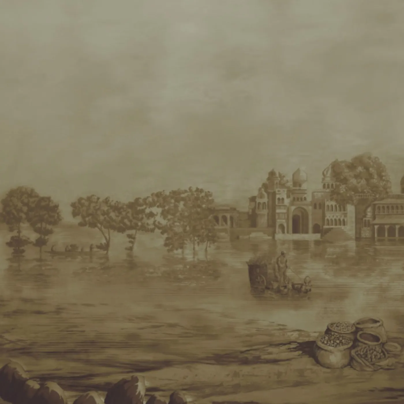 KOHRO Tessuto murale in poliestere Bronzo Darshan Panorama> Carte Da Parati