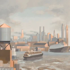 KOHRO Tessuto murale in poliestere marrone, grigio e bronzo Dalla terra al mare><noscript><img width=