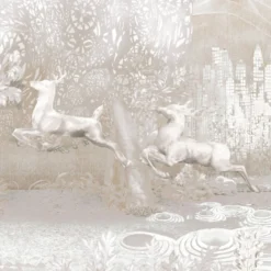 KOHRO Tessuto murale in poliestere Wildscape con riflessi d'argento><noscript><img width=