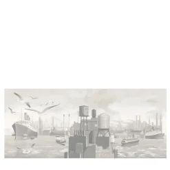 KOHRO Tessuto murale in poliestere grigio da terra a mare> Carte Da Parati