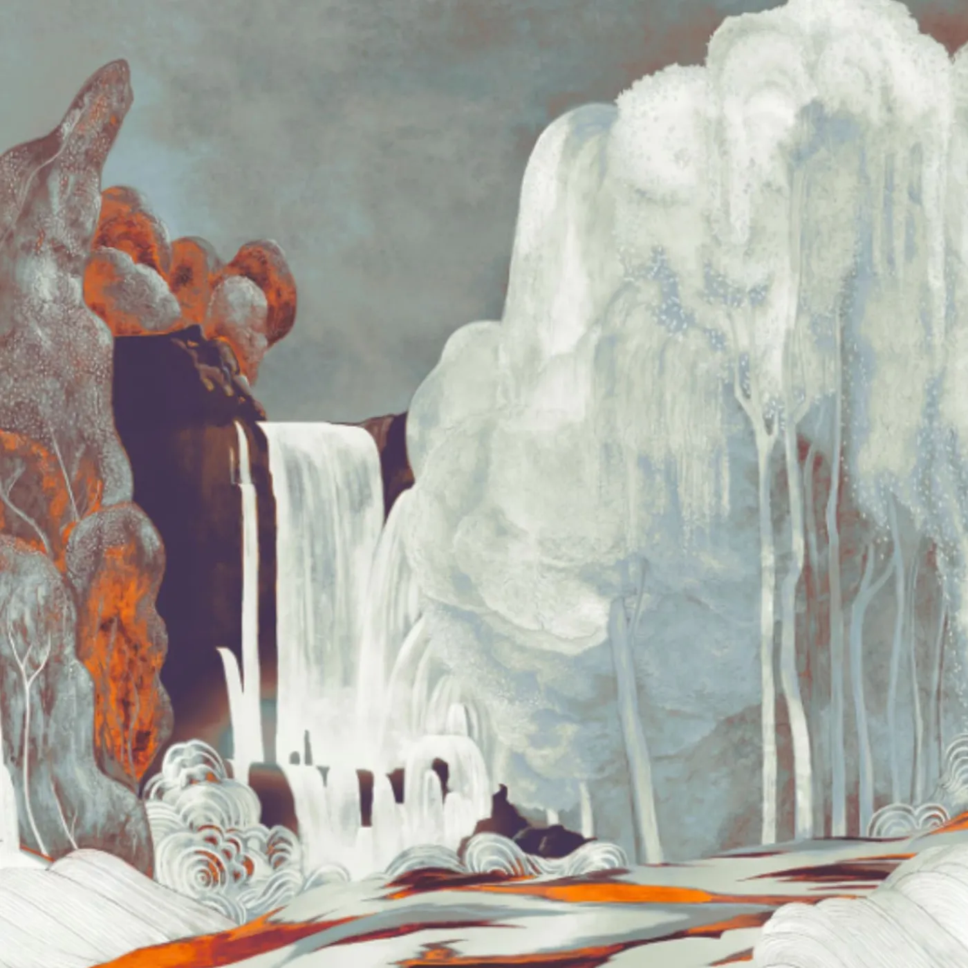 KOHRO Tessuto murale in poliestere con incanto rosso e blu> Carte Da Parati