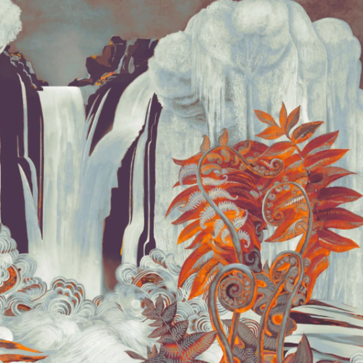 KOHRO Tessuto murale in poliestere con incanto rosso e blu> Carte Da Parati