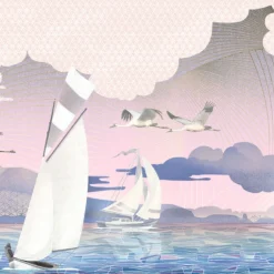 KOHRO Tessuto per rivestimento murale in poliestere rosa Sea Breeze> Carte Da Parati