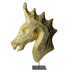 PB Studio Artigiano Testa d'oro Cavallo Scultura d'oro> Statuine