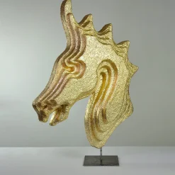 PB Studio Artigiano Testa d'oro Cavallo Scultura d'oro> Statuine