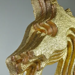 PB Studio Artigiano Testa d'oro Cavallo Scultura d'oro><noscript><img width=