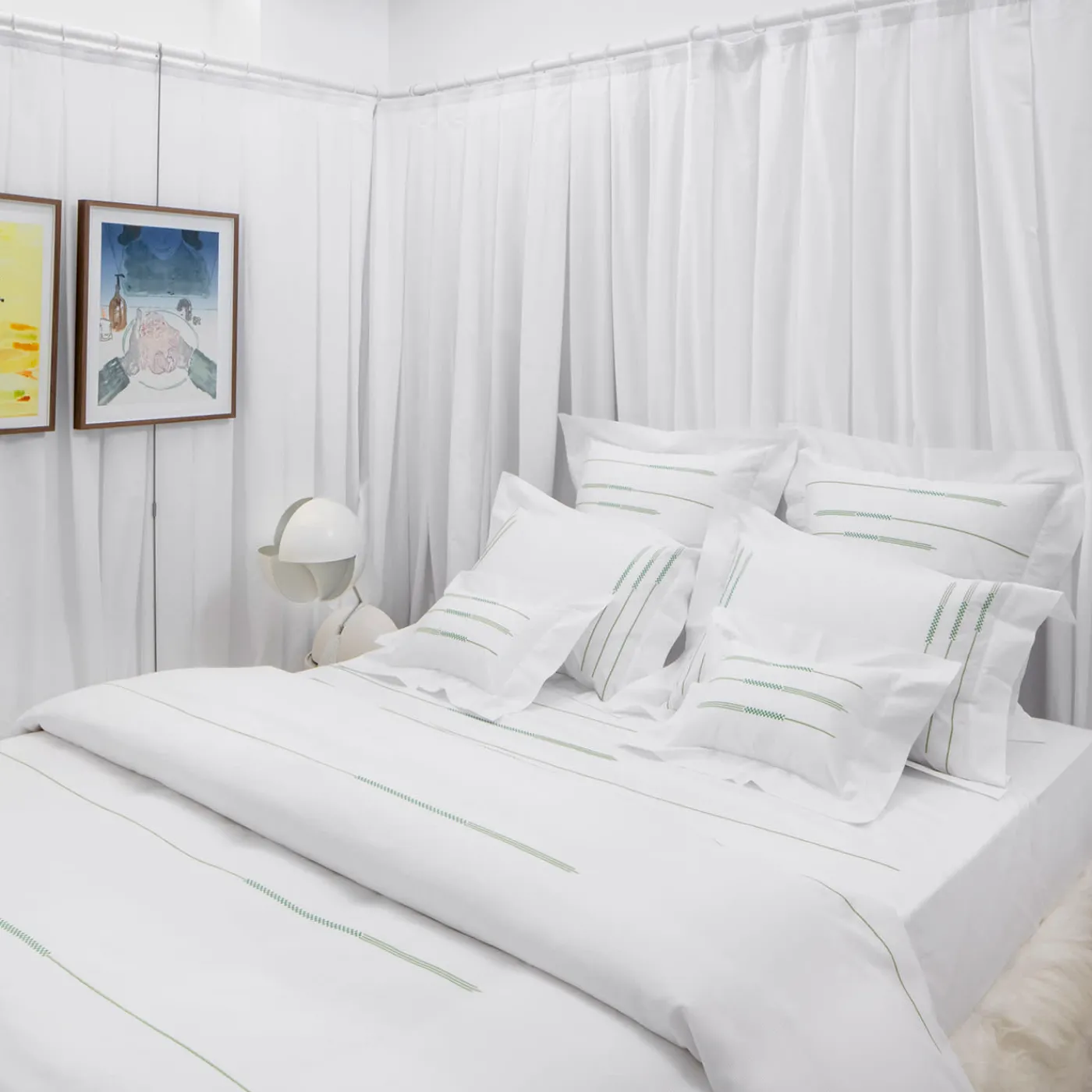 Verderoccia Trapuntino LIFE in Toni di Bianco e Verde US King> Biancheria Da Letto