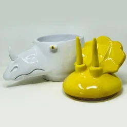 Freaklab Triceratopo Contenitore grande giallo e bianco con coperchio> Vasi Con Coperchio