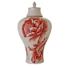 Ceramiche Ceccarelli Tropical & Flowers Bonnie Red Peonies Vaso con coperchio> Vasi Con Coperchio