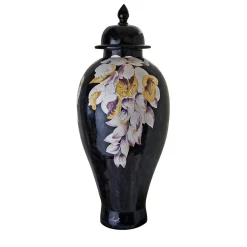 Ceramiche Ceccarelli Tropical & Flowers Clyde Vaso per orchidee viola con coperchio> Vasi Con Coperchio
