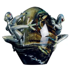 VGnewtrend Uovo di vetro con rane grigie> Statuine