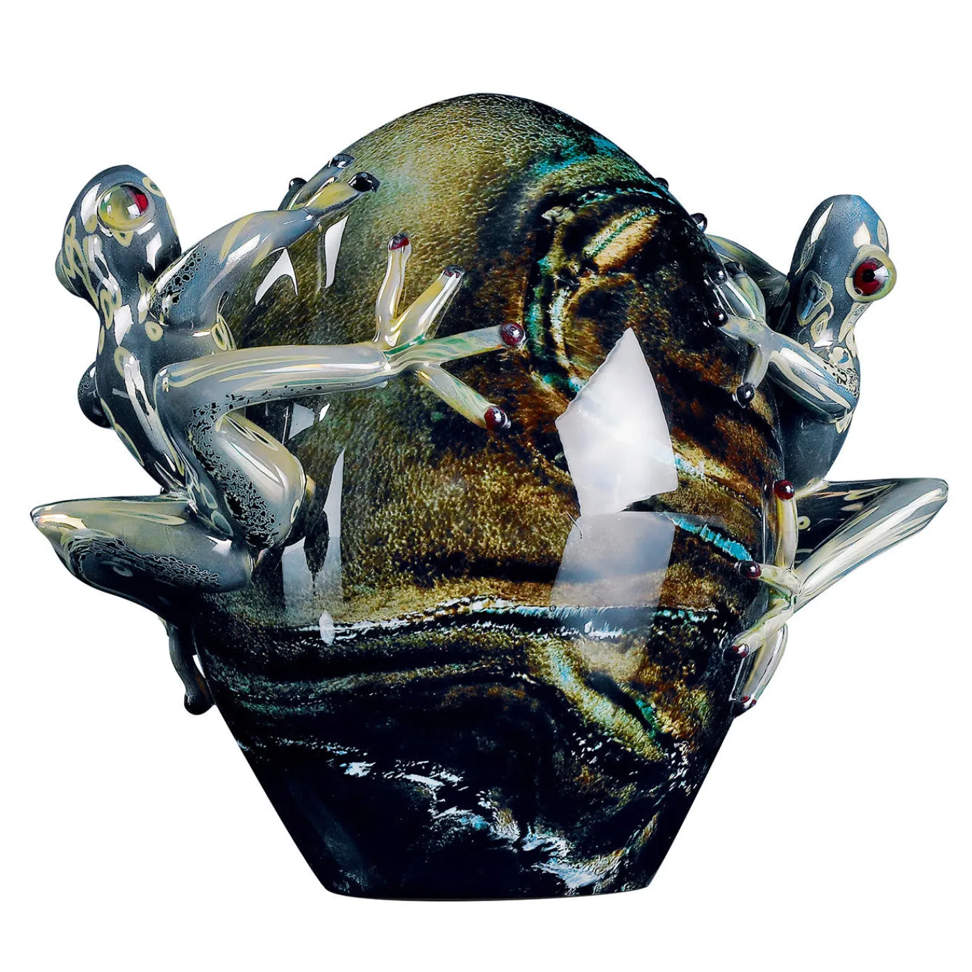 VGnewtrend Uovo di vetro con rane grigie> Statuine