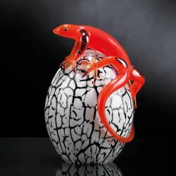 VGnewtrend Uovo di vetro piccolo con geco rosso><noscript><img width=