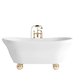 Devon&Devon Vasca da bagno Aurora Bijoux White con piedini a sfera dorati> Lavabi E Vasche Da Bagno
