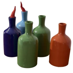 Artema Galli Vaso a bottiglia verde Peperoncini Speranzoso> Bottiglie Decorative