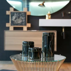 Griffe Montenapoleone by Vetrerie di Empoli Vaso alto in vetro ispirato al marmo nero Portoro><noscript><img width=